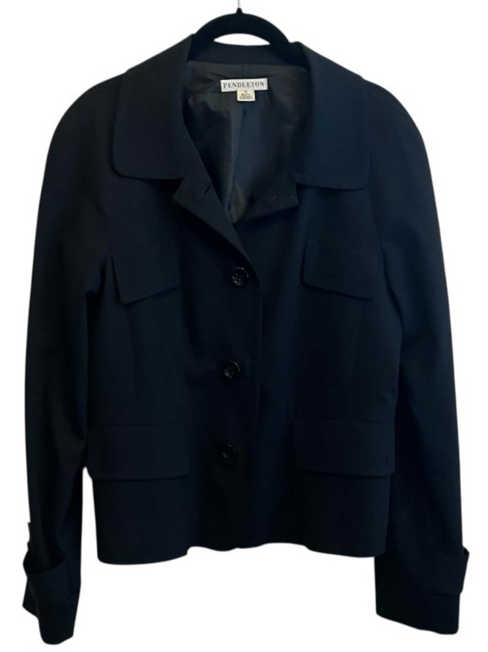Pendleton Wool Black Cropped Blazer Size 12
